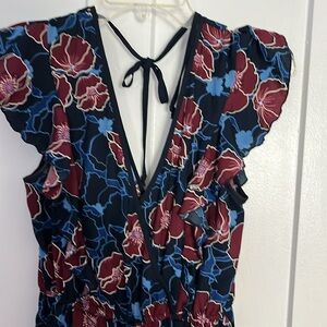 Band of Gypsies jumpsuit navy and maroon big floral size small